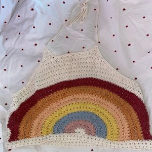 NEW NEVER WORN. AMERICANEGALE RAINBOW HALTER TOP.